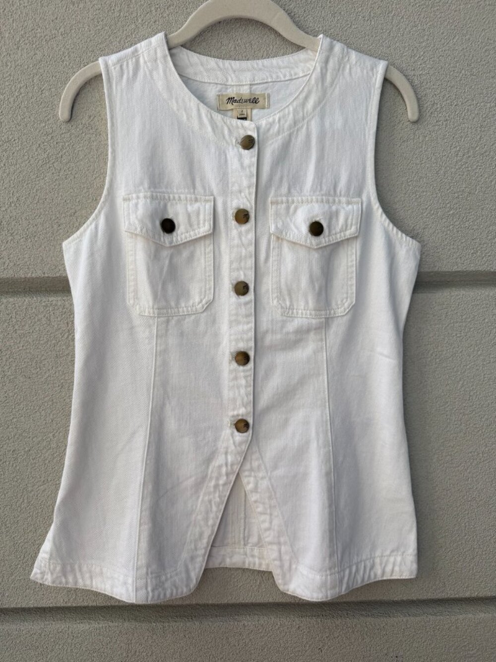 Madewell Denim High Crewneck Vest Size 2 NWT